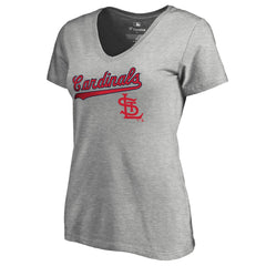 St. Louis Cardinals Women's Core Wahconah V-Neck T-Shirt - Heather Gray - MLB on Sale