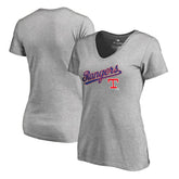 Texas Rangers Women's Core Wahconah V-Neck T-Shirt - Heather Gray - MLB Lifestyle