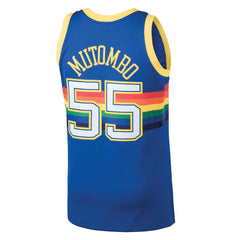 Dikembe Mutombo Denver Nuggets 1991/92 Hardwood Classics Swingman Jersey for sale Blue | Mitchell & Ness online
