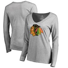Chicago Blackhawks Women's Primary Logo Long Sleeve T-Shirt - Ash - NHL 2770544