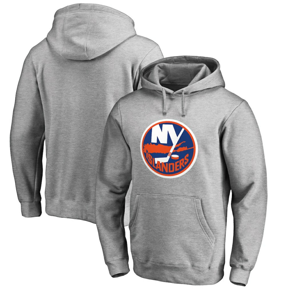 New York Islanders Primary Team Logo Fleece Fitted Pullover Hoodie - Heather Gray - NHL 2770653