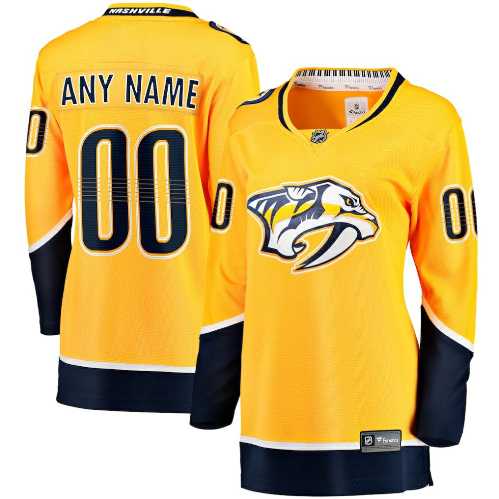 Nashville Predators Fanatics Women's Home Breakaway Custom Jersey - Yellow - NHL 2793378