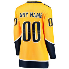 Nashville Predators Fanatics Women's Home Breakaway Custom Jersey - Yellow - NHL 2793378