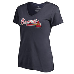 Atlanta Braves Women's Team Wordmark T-Shirt - Navy - MLB Sale