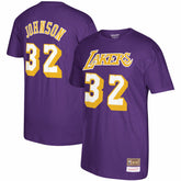 Magic Johnson Los Angeles Lakers Hardwood Classics Name & Number T-Shirt Purple | Mitchell & Ness Lifestyle