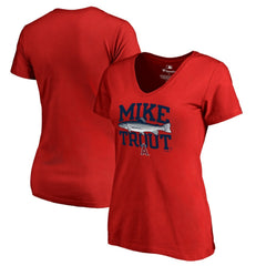 Mike Trout Los Angeles Angels Women's Player Hometown Collection V-Neck T-Shirt - Red - MLB Discount