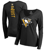 Bryan Rust Pittsburgh Penguins Women's Backer Name & Number Long Sleeve V-Neck T-Shirt - Black - NHL 2842760