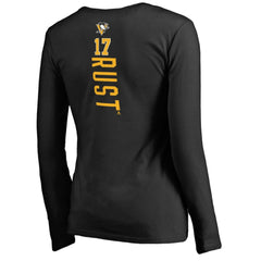 Bryan Rust Pittsburgh Penguins Women's Backer Name & Number Long Sleeve V-Neck T-Shirt - Black - NHL 2842760