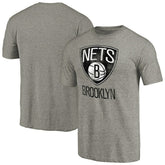 Brooklyn Nets Distressed Team Logo Tri-Blend T-Shirt Heather Gray