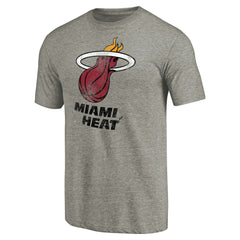 Miami Heat Distressed Team Logo Tri-Blend T-Shirt Heather Gray