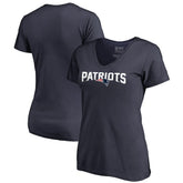 New England Patriots Women's Wordmark V-Neck T-Shirt Navy