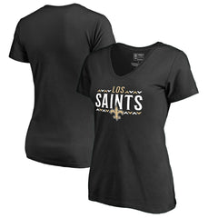 New Orleans Saints Women's Arriba V-Neck T-Shirt Black