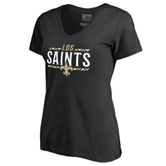 New Orleans Saints Women's Arriba V-Neck T-Shirt Black