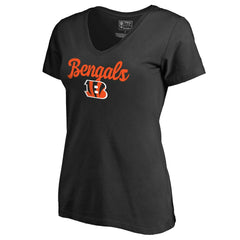 Cincinnati Bengals Women's Freehand V-Neck T-Shirt Black