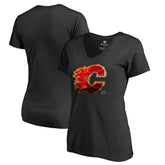 Calgary Flames Women's Midnight Mascot V-Neck T-Shirt - Black - NHL 2874592