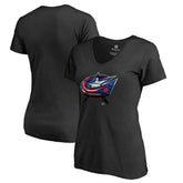 Columbus Blue Jackets Women's Midnight Mascot V-Neck T-Shirt - Black - NHL 2874596
