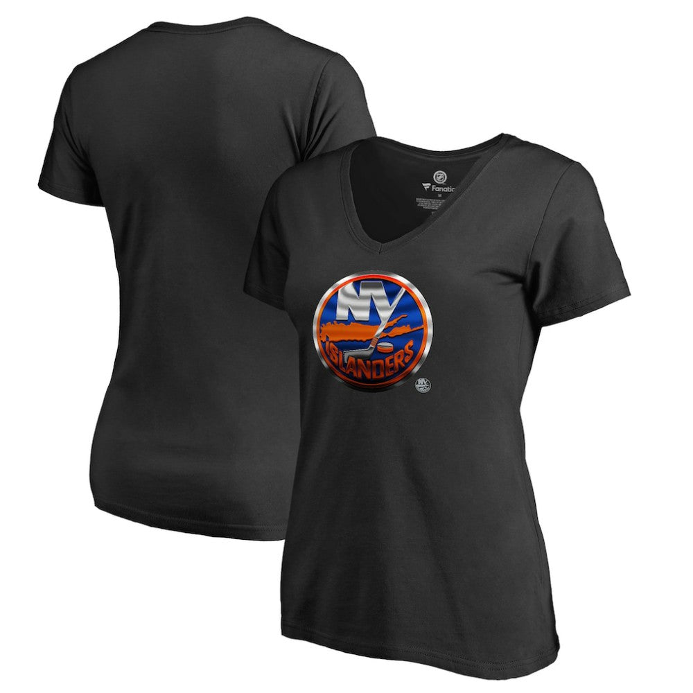 New York Islanders Women's Midnight Mascot V-Neck T-Shirt - Black - NHL 2874621