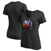 New York Islanders Women's Midnight Mascot V-Neck T-Shirt - Black - NHL 2874621