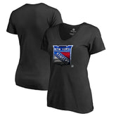 New York Rangers Women's Midnight Mascot V-Neck T-Shirt - Black - NHL 2874622