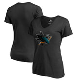 San Jose Sharks Women's Midnight Mascot V-Neck T-Shirt - Black - NHL 2874626