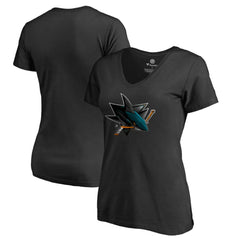 San Jose Sharks Women's Midnight Mascot V-Neck T-Shirt - Black - NHL 2874626