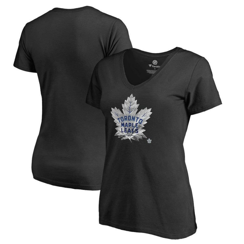 Toronto Maple Leafs Women's Midnight Mascot V-Neck T-Shirt - Black - NHL 2874629