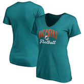 Miami Dolphins Women's Victory Script V-Neck T-Shirt -Aqua