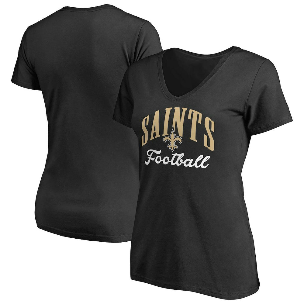 New Orleans Saints Women's Victory Script V-Neck T-Shirt -Black