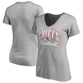 Kansas City Chiefs Women's Victory Script V-Neck T-Shirt Heathered Gray