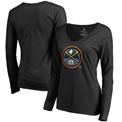 Denver Nuggets Women's Midnight Mascot Long Sleeve V-Neck T-Shirt Black