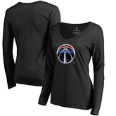 Washington Wizards Women's Midnight Mascot Long Sleeve V-Neck T-Shirt Black