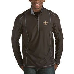 New Orleans Saints Antigua Tempo Half-Zip Pullover Jacket Heather Black