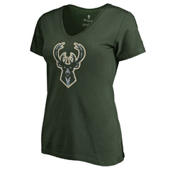Milwaukee Bucks Women's Static Logo V-Neck T-Shirt Green