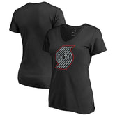 Portland Trail Blazers Women's Static Logo V-Neck T-Shirt Black