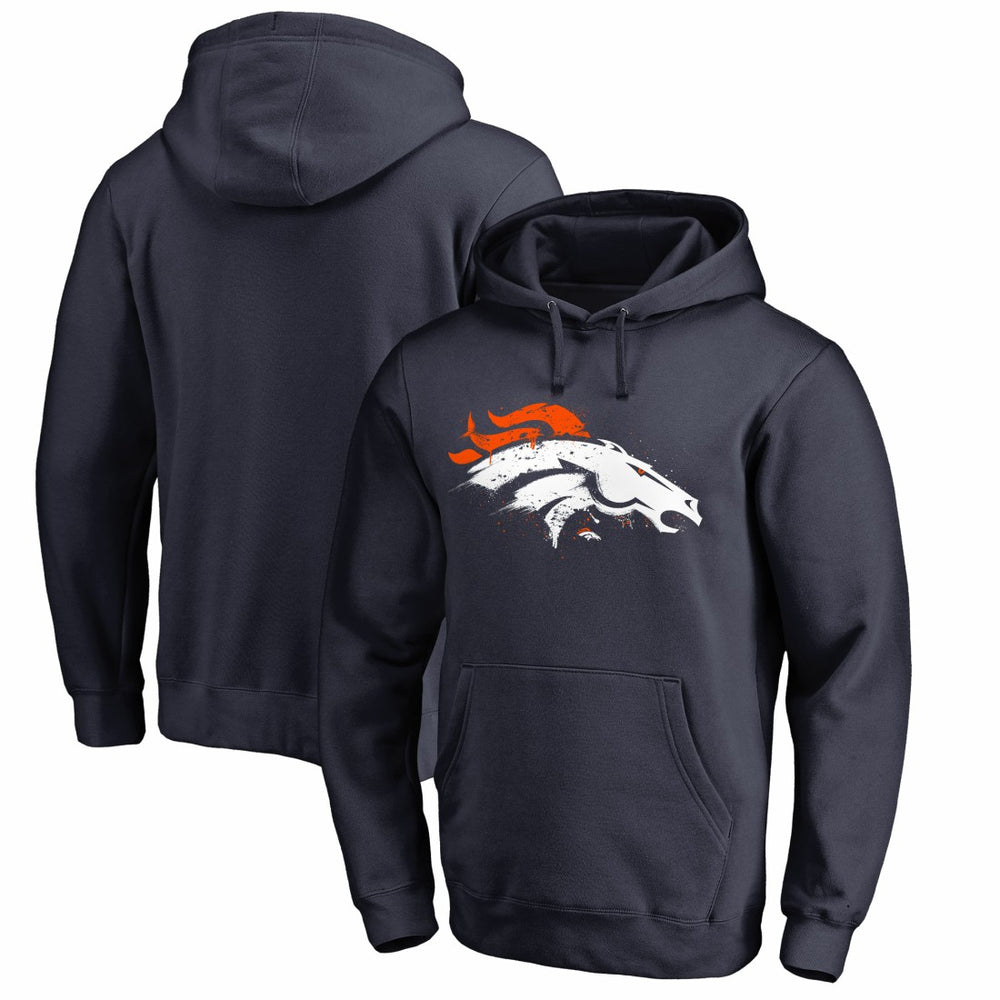 Denver Broncos Splatter Logo Pullover Hoodie Navy