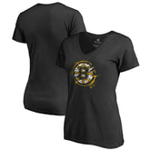Boston Bruins Women's Splatter Logo V-Neck T-Shirt - Black - NHL 2902300