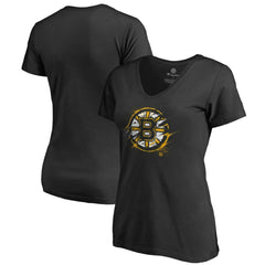 Boston Bruins Women's Splatter Logo V-Neck T-Shirt - Black - NHL 2902300