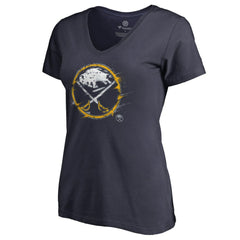 Buffalo Sabres Women's Splatter Logo V-Neck T-Shirt - Navy - NHL 2902301