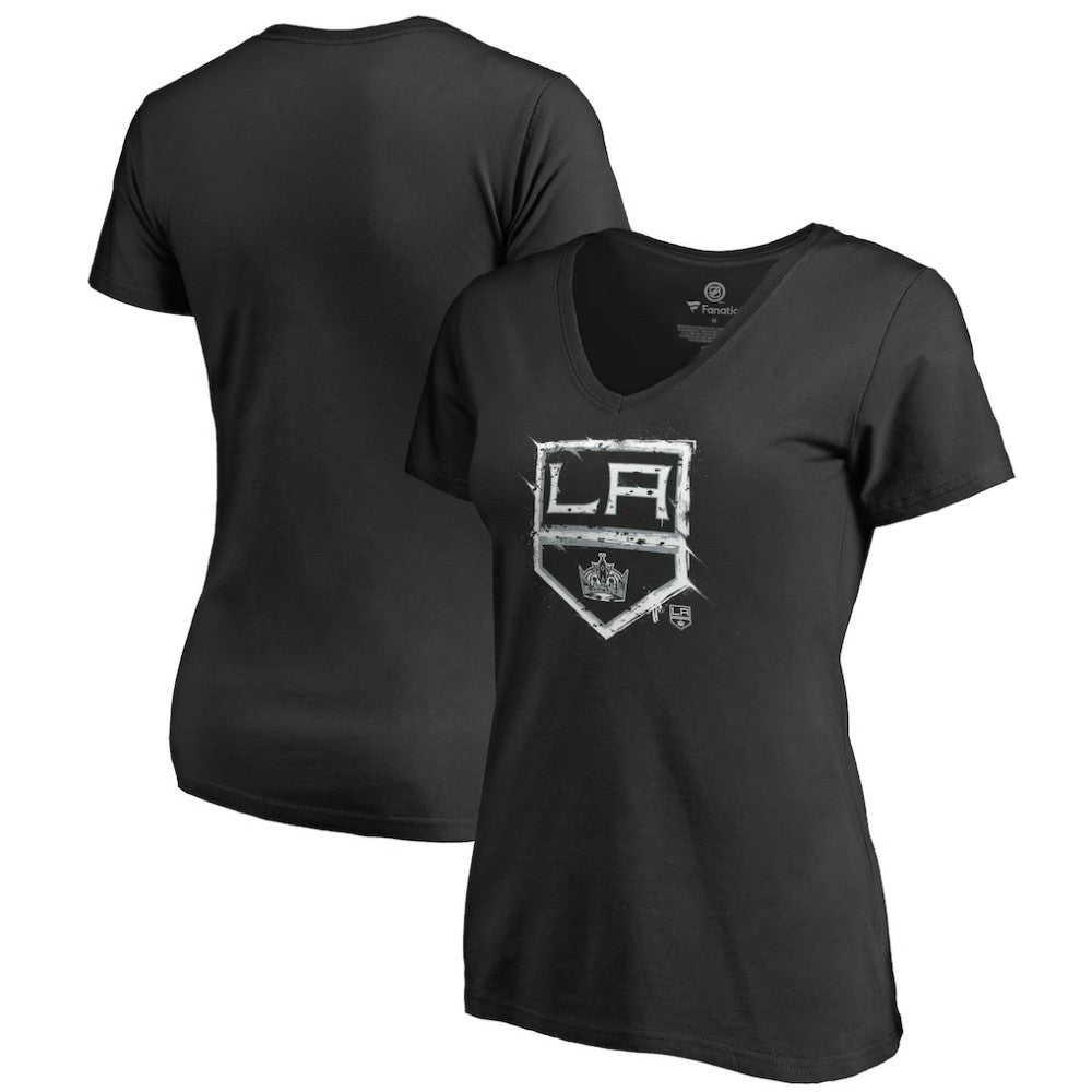Los Angeles Kings Women's Splatter Logo V-Neck T-Shirt - Black - NHL 2902311