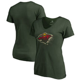Minnesota Wild Women's Splatter Logo V-Neck T-Shirt - Green - NHL 2902312