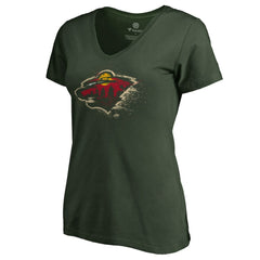Minnesota Wild Women's Splatter Logo V-Neck T-Shirt - Green - NHL 2902312