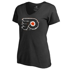Philadelphia Flyers Women's Splatter Logo V-Neck T-Shirt - Black - NHL 2902319