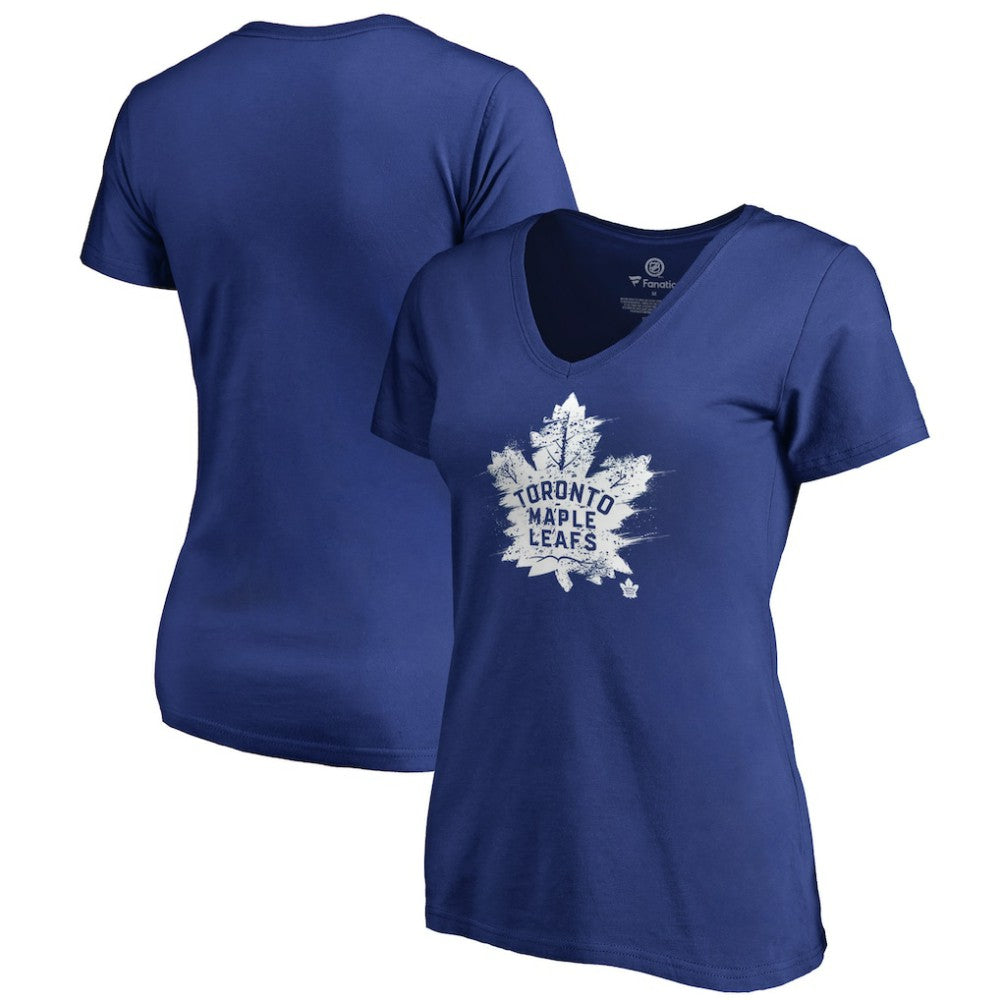 Toronto Maple Leafs Women's Splatter Logo V-Neck T-Shirt - Royal - NHL 2902324