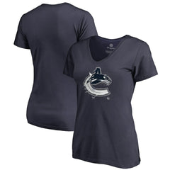 Vancouver Canucks Women's Splatter Logo V-Neck T-Shirt - Navy - NHL 2902325