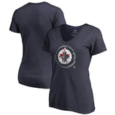 Winnipeg Jets Women's Splatter Logo V-Neck T-Shirt - Navy - NHL 2902328