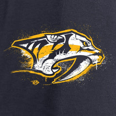 Nashville Predators Women's Splatter Logo V-Neck Long Sleeve T-Shirt - Navy - NHL 2902345