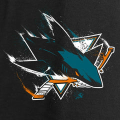 San Jose Sharks Women's Splatter Logo V-Neck Long Sleeve T-Shirt - Black - NHL 2902352