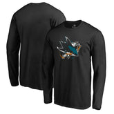 San Jose Sharks Splatter Logo Long Sleeve T-Shirt - Black - NHL 2902418