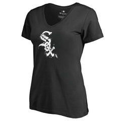 Chicago White Sox Women's Splatter Logo V-Neck T-Shirt - Black - MLB Sale