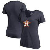 Houston Astros Women's Splatter Logo V-Neck T-Shirt - Navy - MLB Discount